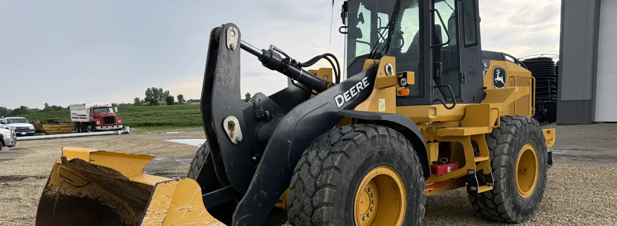 Yellow John Deere wheel loader